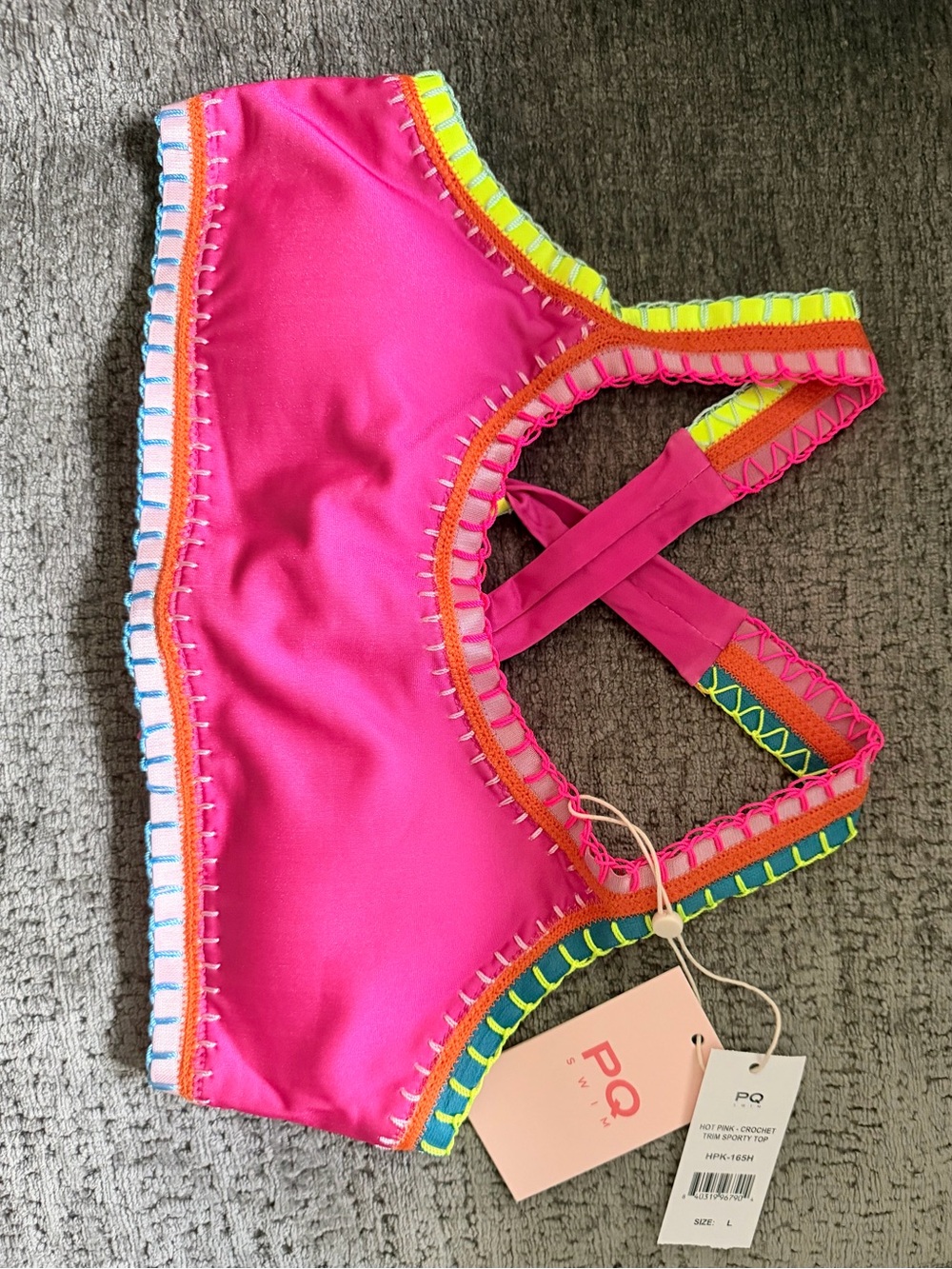 PQ Swim Bright Hot Pink Crochet-Trim Bikini Top - FERRARINI BY PQ